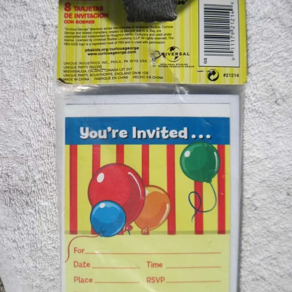 Curious George Unique Party Paper Plates Napkins Invitations Balloons Bananas